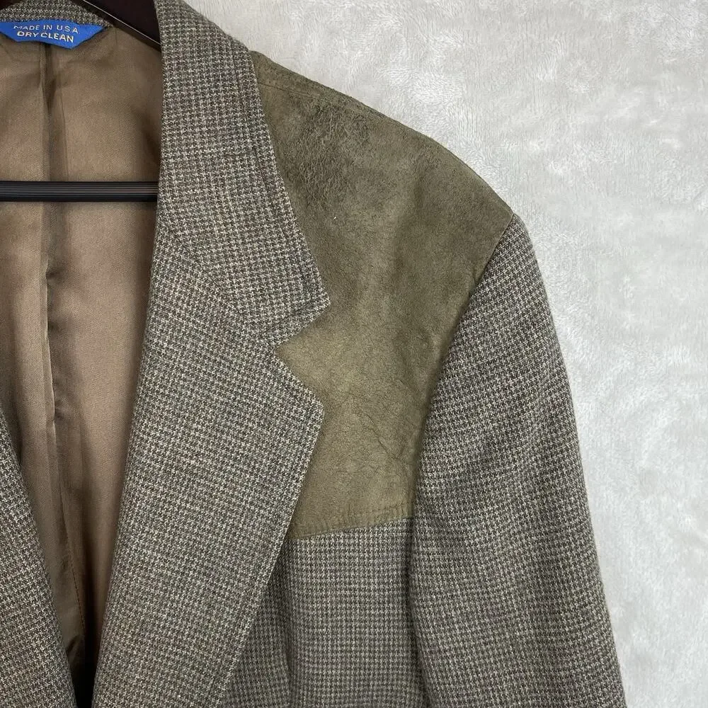 Vintage 90s Pendleton Wool Tweed Sport Coat Blazer Size 46 Long Dark Academia